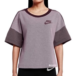Nike Rally Plus Maroon Color Block Graphic Logo Crewneck Shirt
